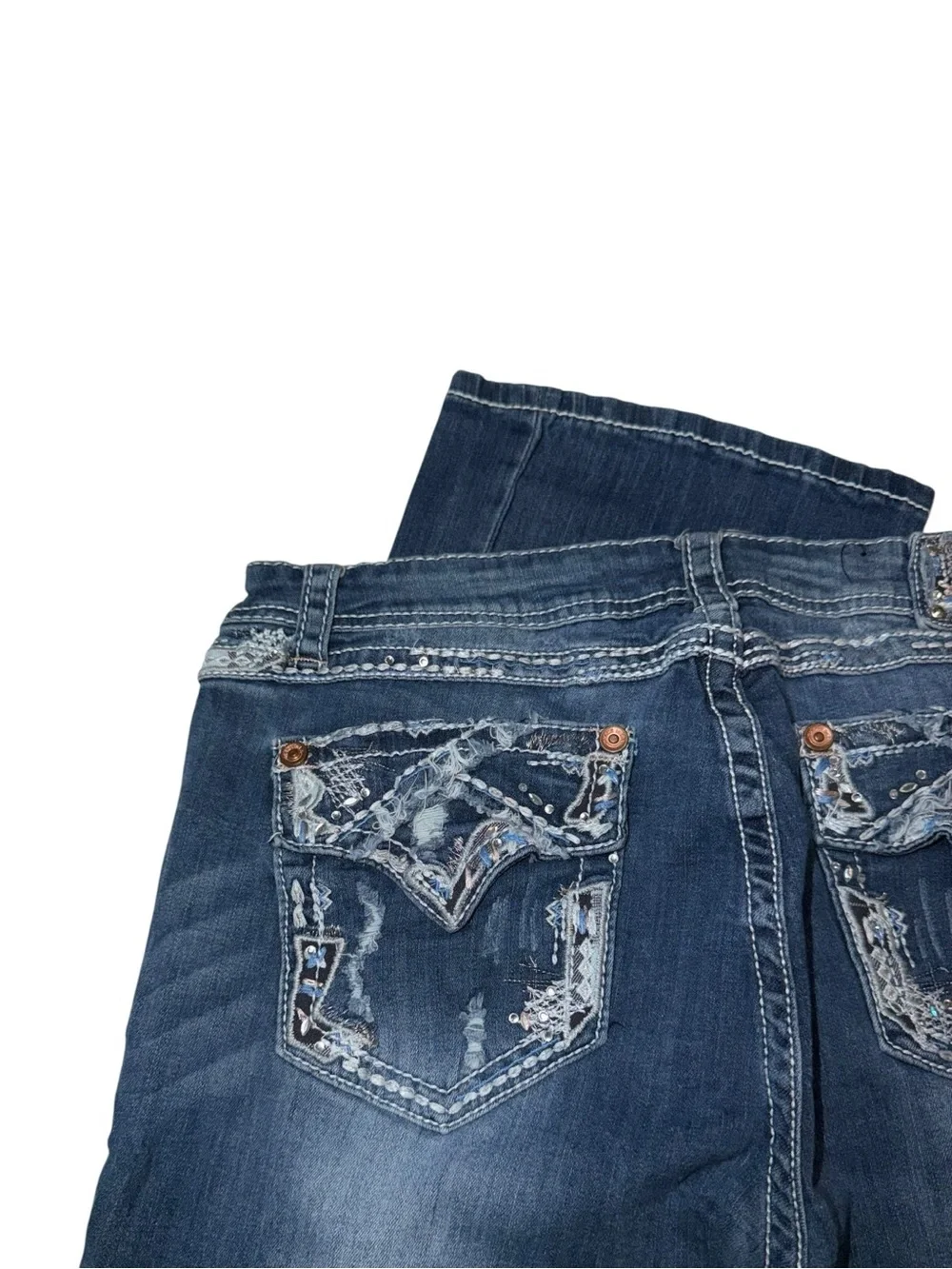 Grace Women’s Boot Cut Jeans in Blue with Fading